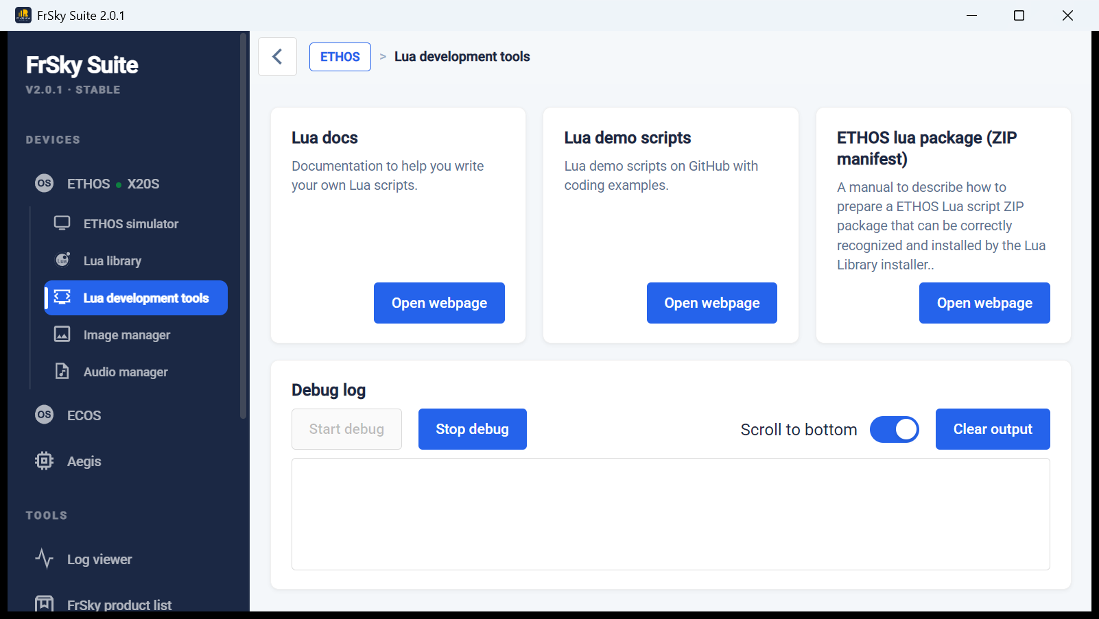 Debug log running