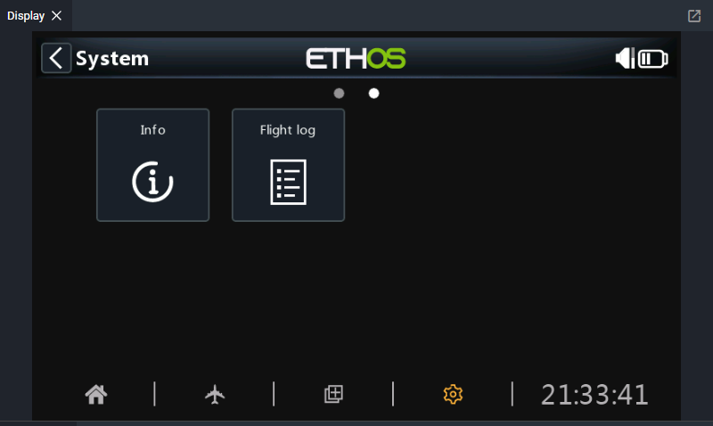 The uploaded Flight log tool in the System menu