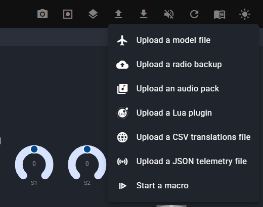 Upload menu